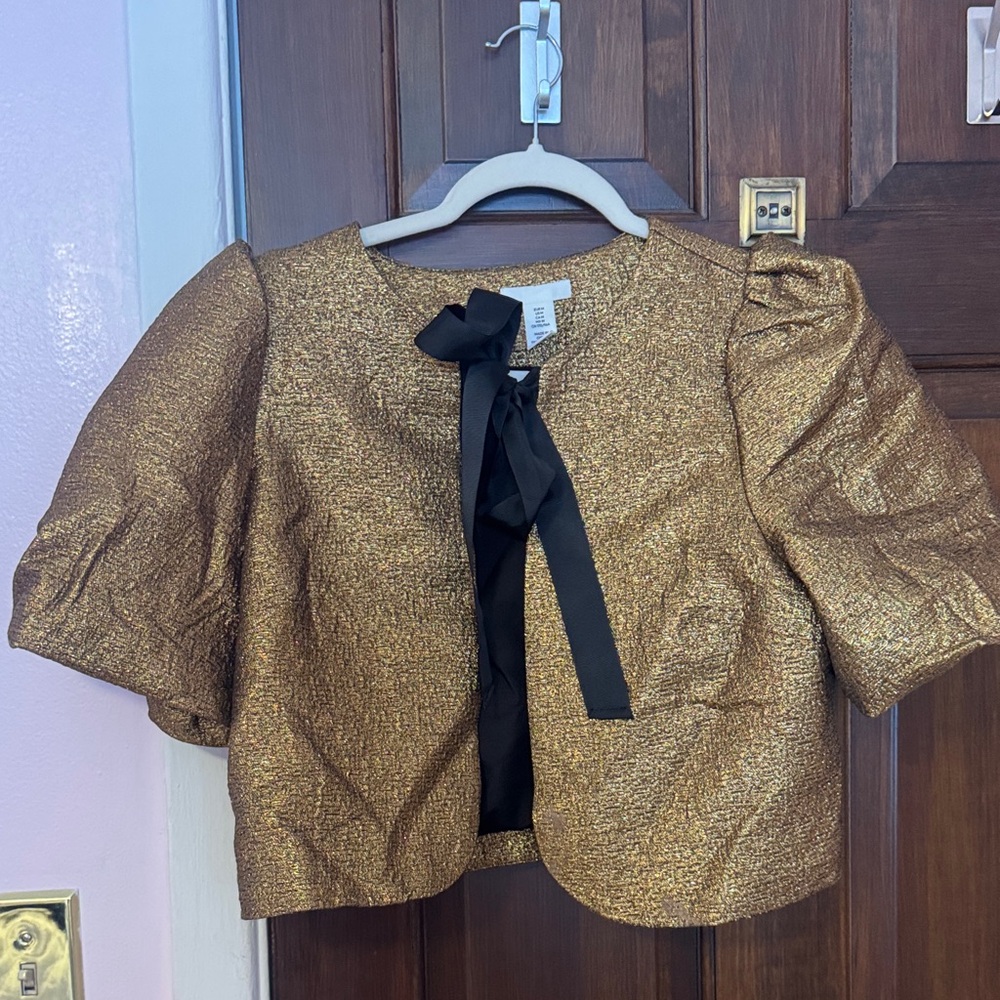 H&M Gold Blouse with Black Bow (worn once)